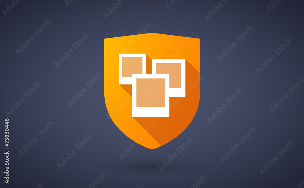 Long shadow shield icon with a bunch of photos Long shadow shield icon with a bunch of photos