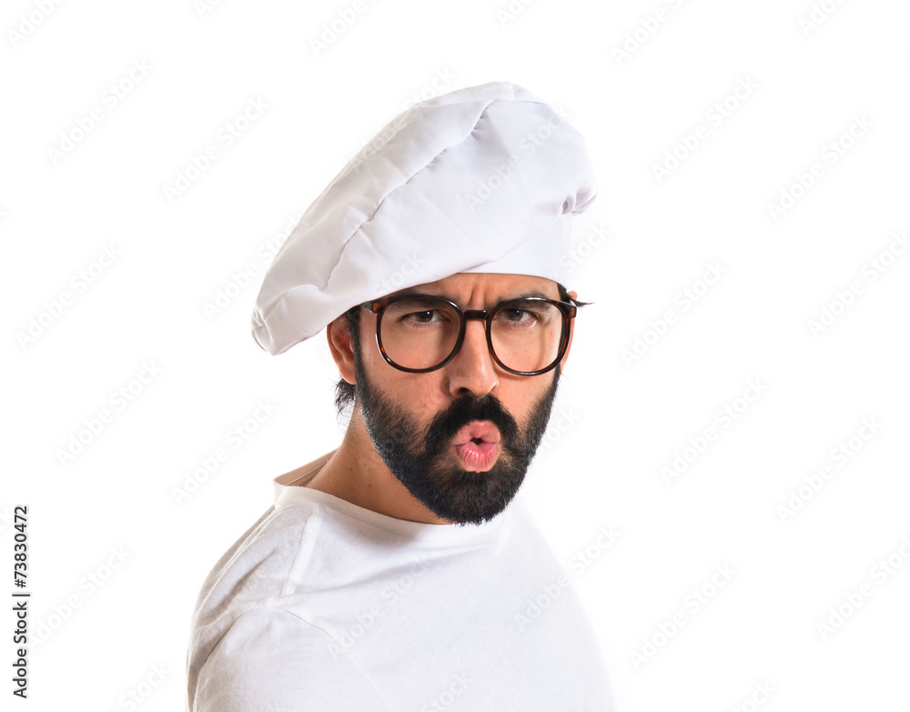 Angry chef shouting over white background Angry chef shouting over white background