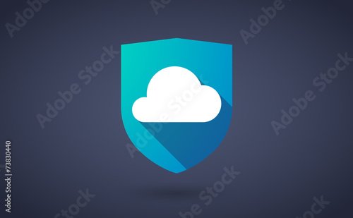 Long shadow shield icon with a cloud