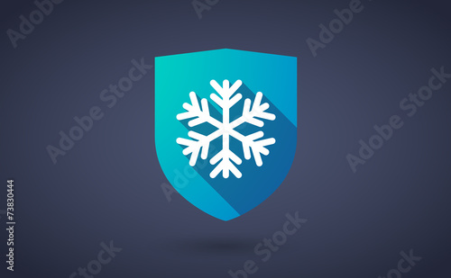 Long shadow shield icon with a snow flake