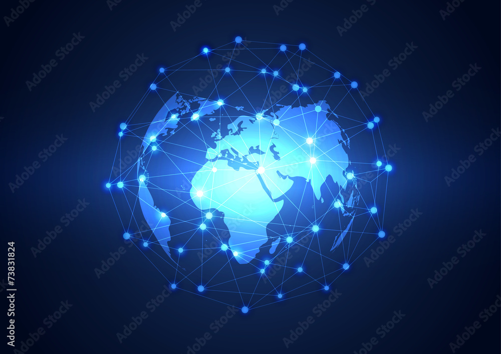 Global business network technology background, vector Global business network technology background, vector