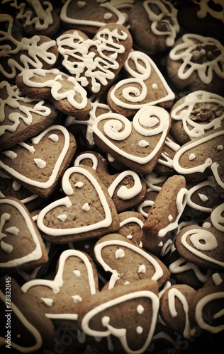 Christmas homemade gingerbread cookies over wooden table © Melinda Nagy