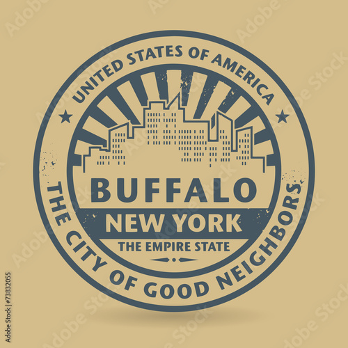 Grunge rubber stamp with name of Buffalo, New York