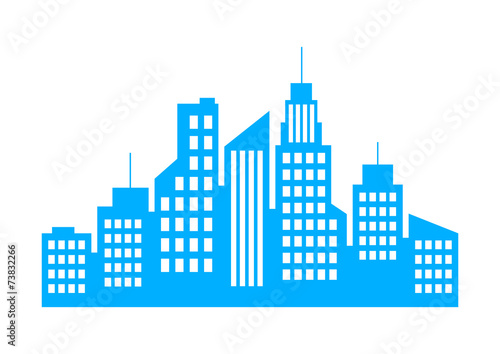 Blue city icon on white background