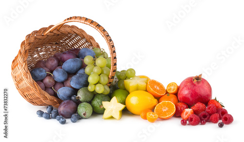 basket with ripe fesh fruits as a rainbow photo