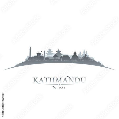 Kathmandu Nepal city skyline silhouette white background
