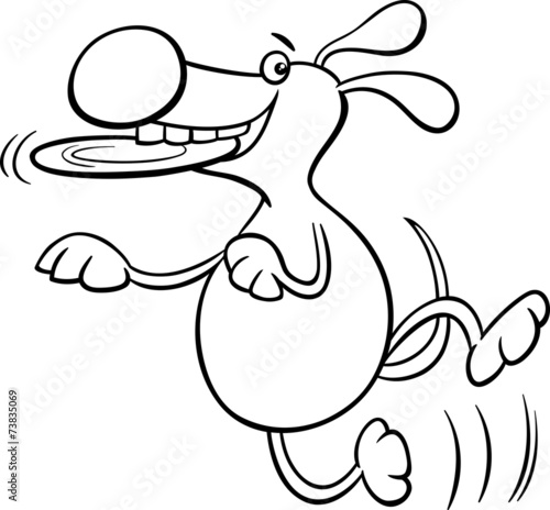 dog with frisbee coloring page