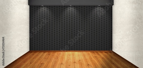 Empty room with black wallpaper