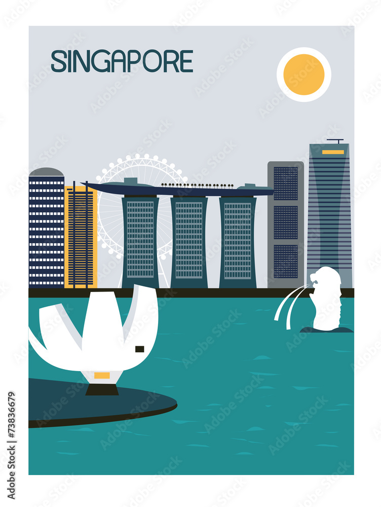 Naklejka premium Singapore city.