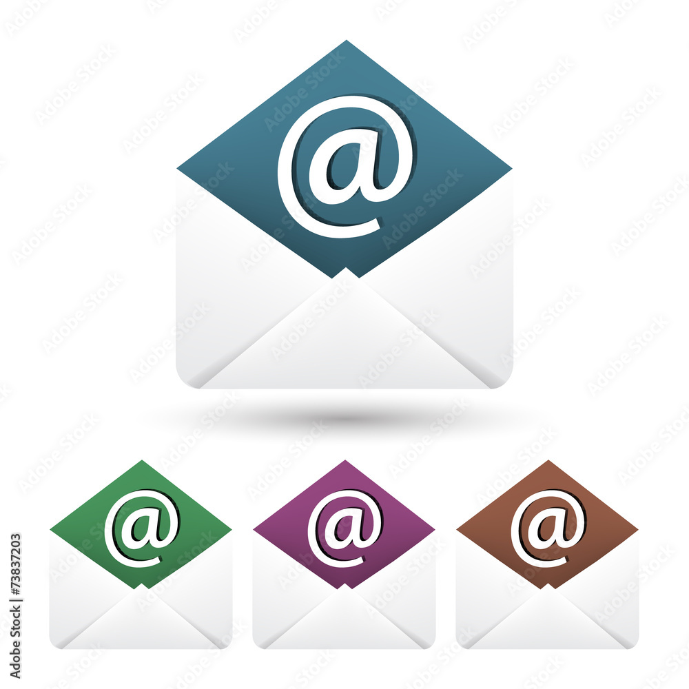 Email vector icon with envelope and shadow on a white background Email vector icon with envelope and shadow on a white background