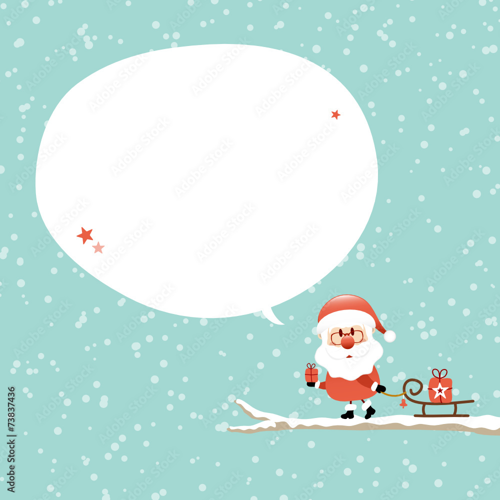 Santa Sleigh Tree Speechbubble Retro Santa Sleigh Tree Speechbubble Retro