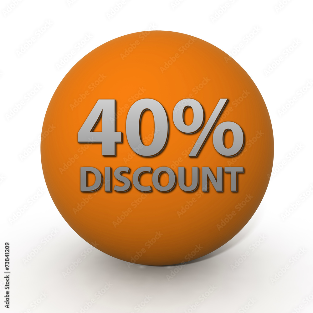 Discount forty percent circular icon on white background Discount forty percent circular icon on white background