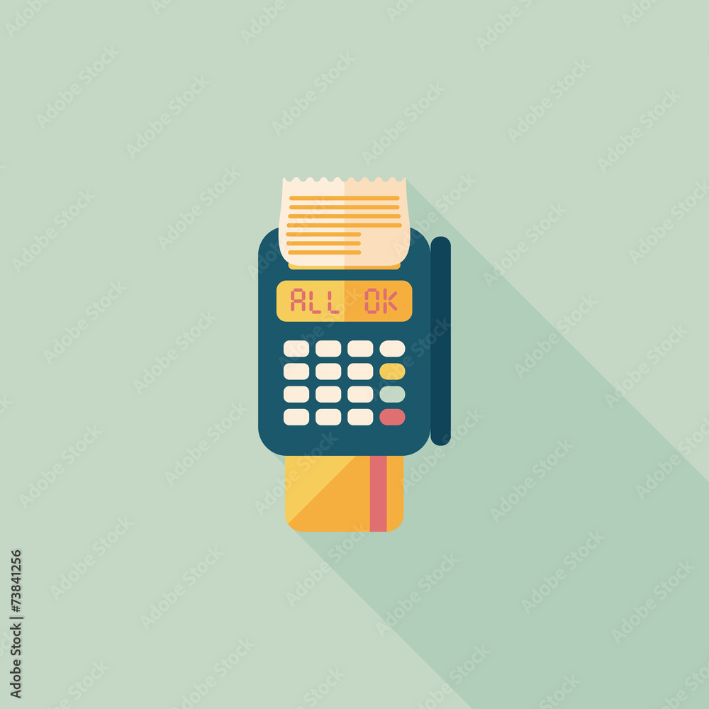 Shopping credit card machine flat icon with long shadow,eps10 Shopping credit card machine flat icon with long shadow,eps10