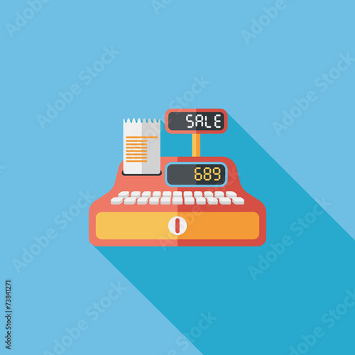 shopping cash register flat icon with long shadow,eps10