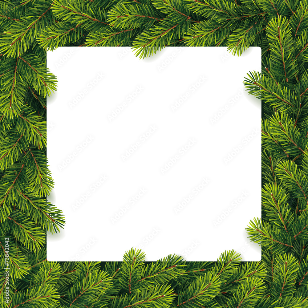 Paper for christmas list on a pine branches