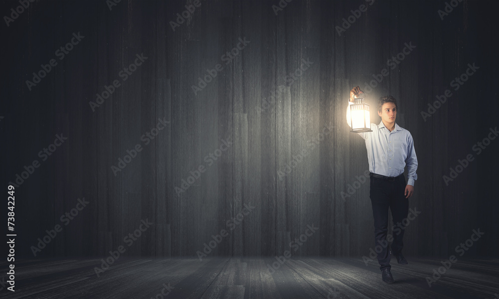 Man with lantern