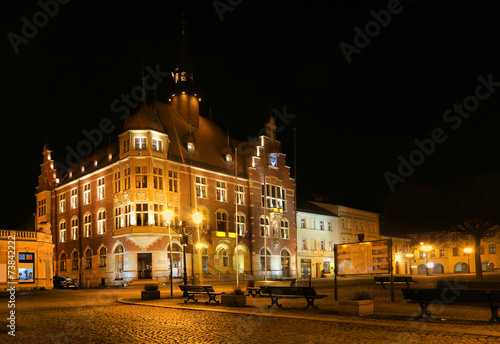Tarnowskie Góry town hall on night photo
