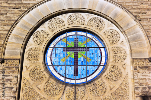 Close up photo of the church mosaic.