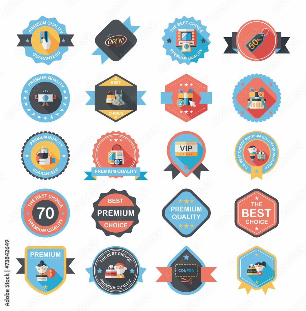 shopping badge banner flat design background set, eps10 shopping badge banner flat design background set, eps10