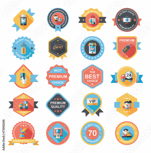 shopping badge banner flat design background set, eps10