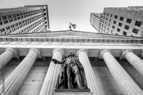 Photography Facade of the Federal Hall with Washington Statue on the front,