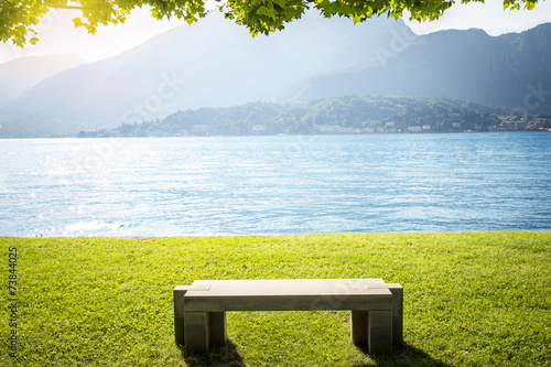 Single bench at Como lake