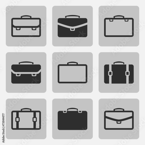 Vector briefcase black icons set