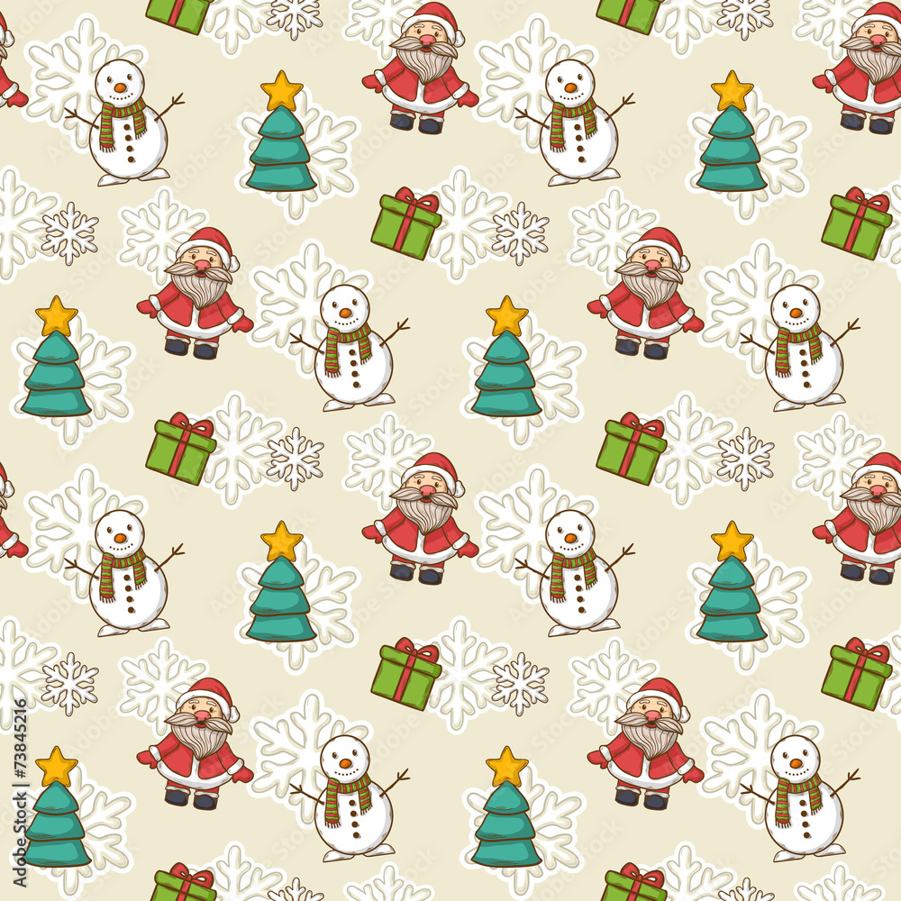 Vector Happy New Year and Merry Christmas pattern