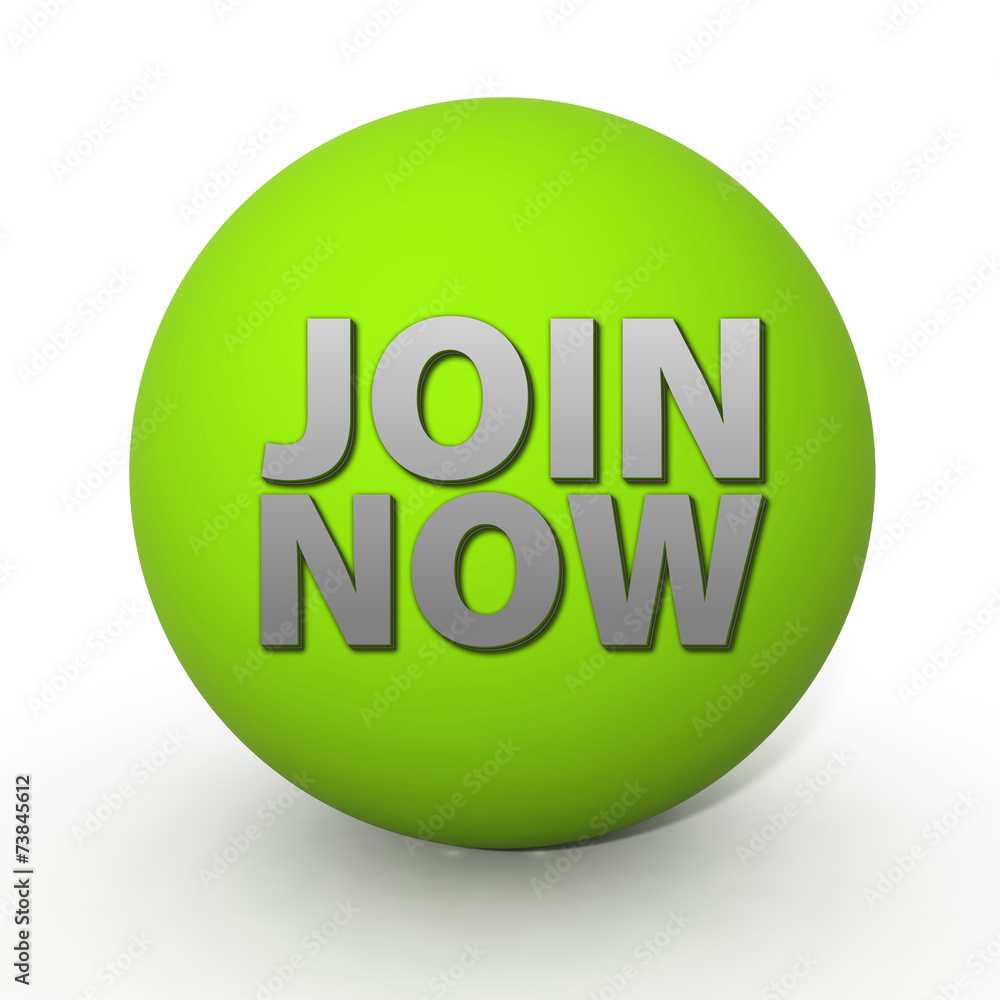 Join now circular icon on white background Join now circular icon on white background