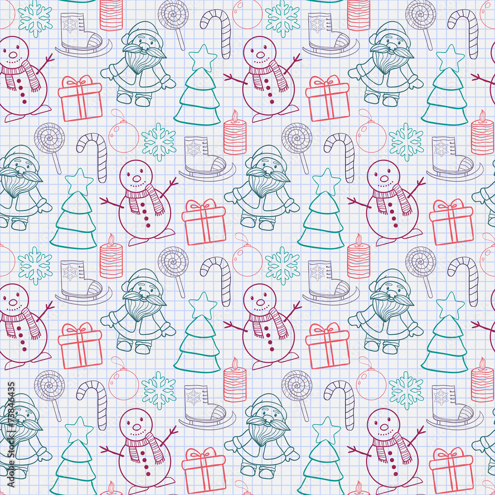 Vector seamless Happy New Year and Merry Christmas pattern Vector seamless Happy New Year and Merry Christmas pattern
