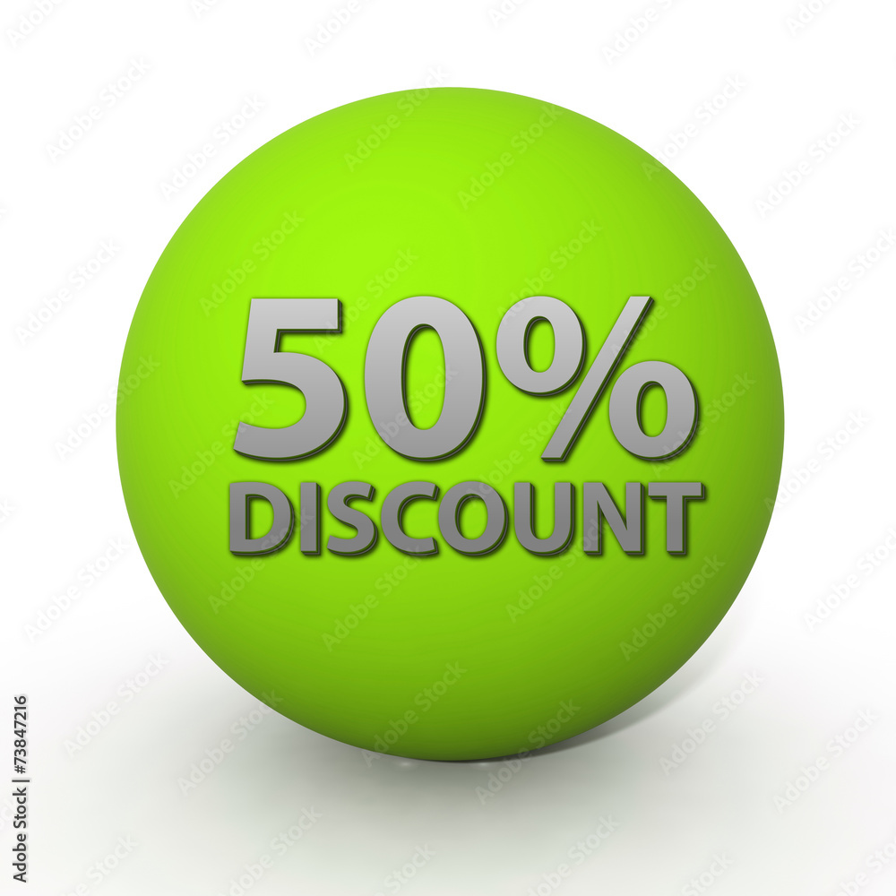 Discount 50 circular icon on white background Discount 50 circular icon on white background