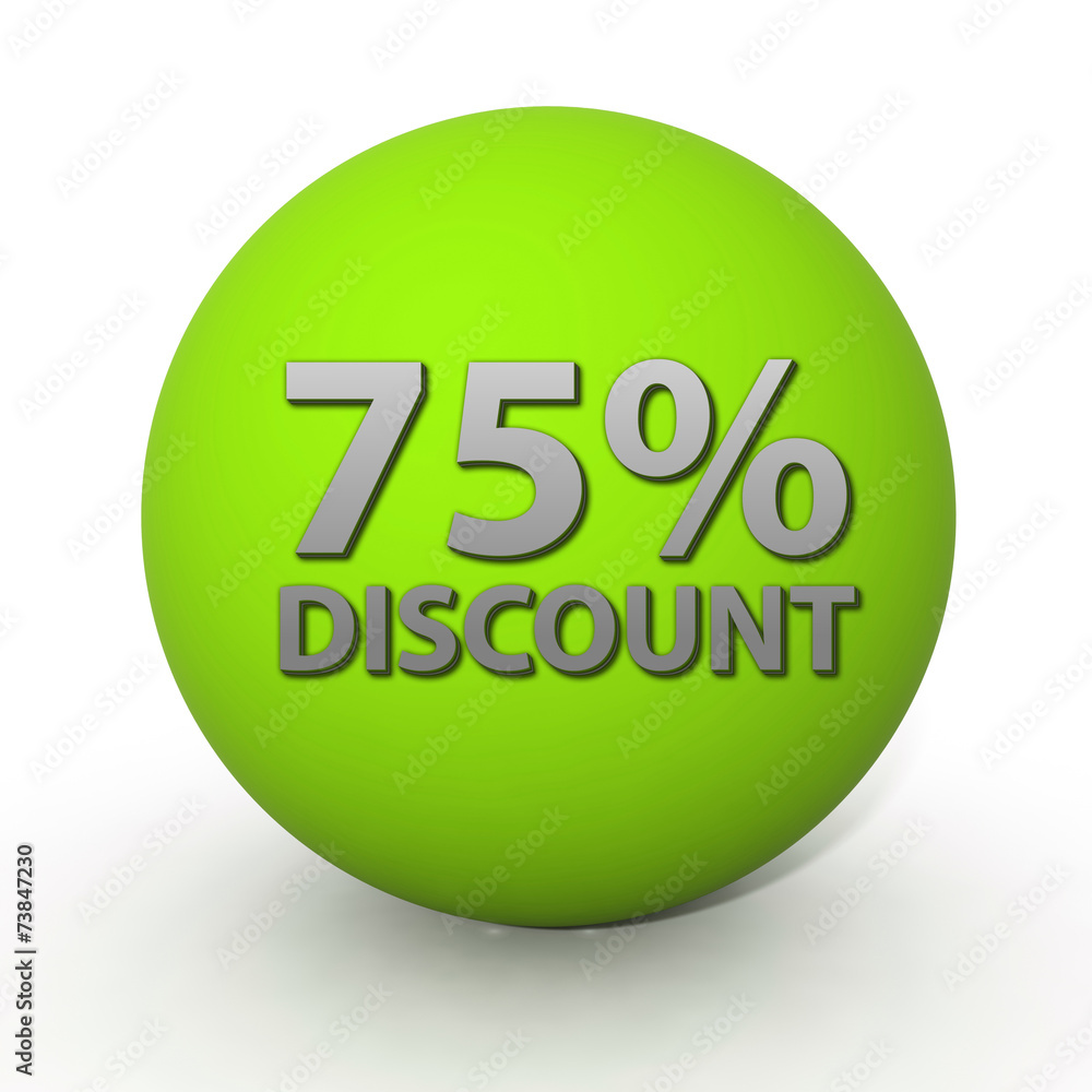 Discount 75 circular icon on white background Discount 75 circular icon on white background