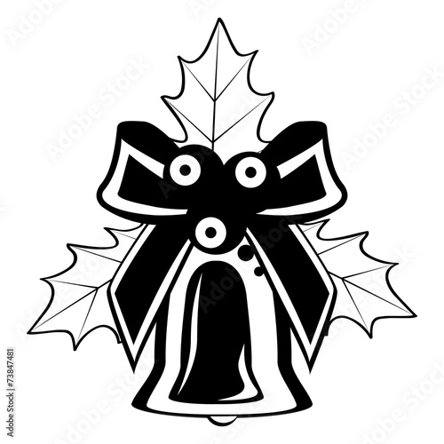 Christmas bell with a bow and holly
