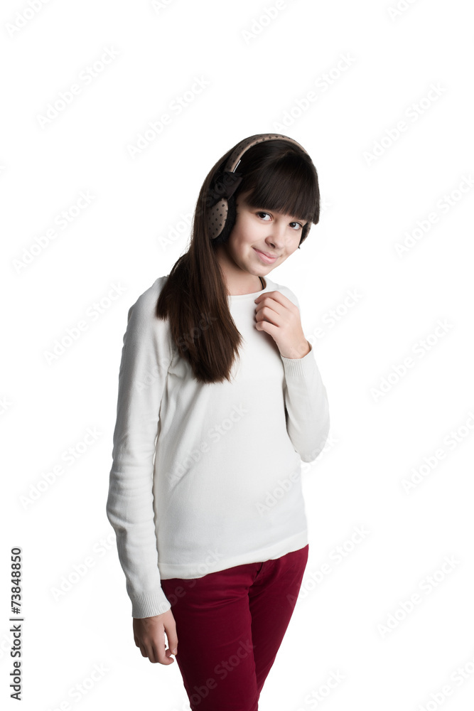 Portrait of a beautiful shy young brunette girl Portrait of a beautiful shy young brunette girl