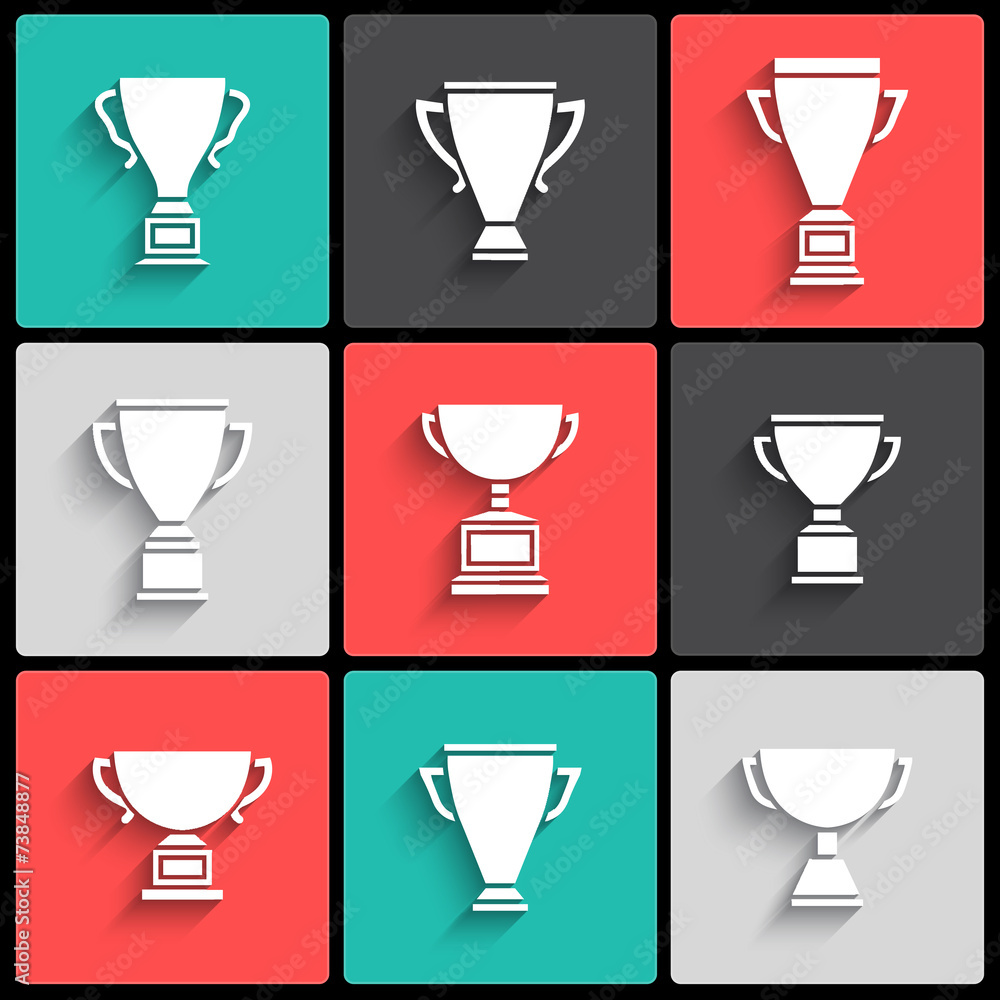 Vector white trophy cup icons set Vector white trophy cup icons set
