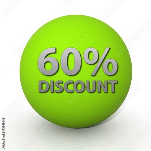 Discount sixty percent circular icon on white background