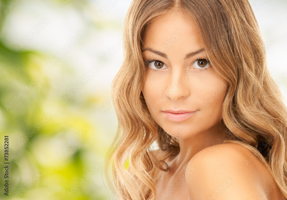 beautiful young woman over green background beautiful young woman over green background