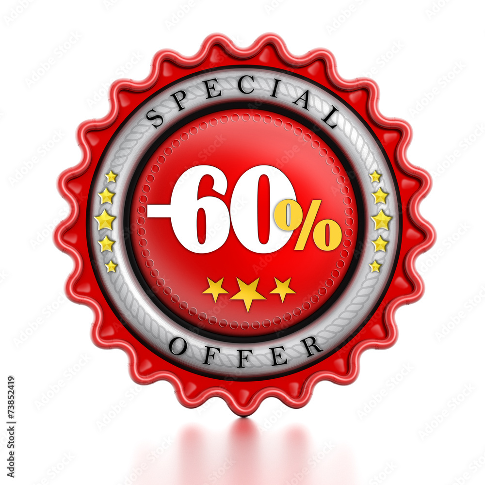 60 percent special offer label