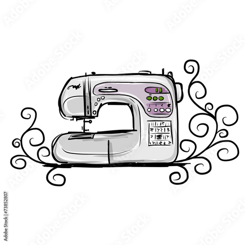 Sewing machine modern, tro sketch for your design