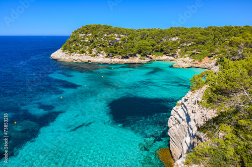 Beautiful coast of Menorca island, Cala Galdana bay, Spain  photo