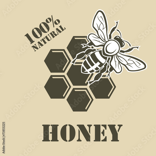 design with bee and of honeycomb