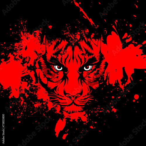 тигр на ярком фоне