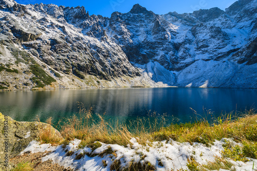 Czarny Staw lake in autumn colours, High Tatra Mountains, Poland