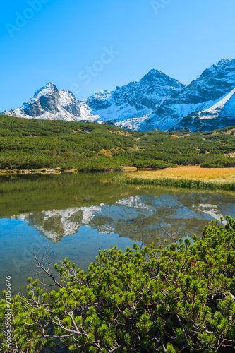 Reflection of Tatra Mountains in a lake in Gasienicowa valley