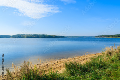 Green grass on shore of Chancza lake, Poland