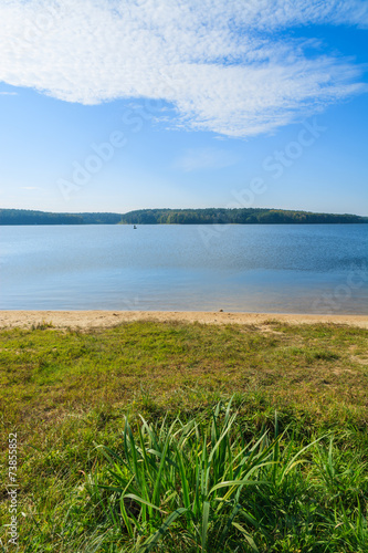 Green grass on shore of Chancza lake  Poland