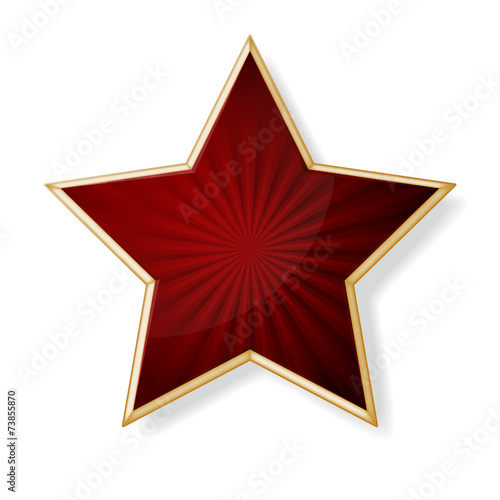 Vector red star with gold edging isolated