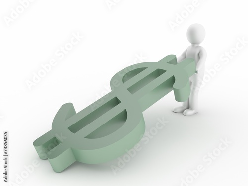 Obraz na płótnie 3d man with falling dollar symbol w salonie