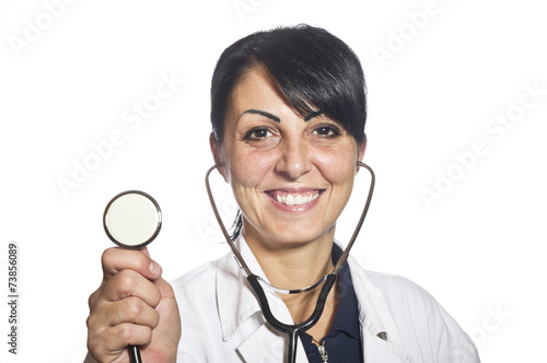 Close up of female doctor with stethoscope
