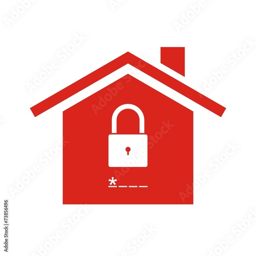 Icono casa segura candado rojo